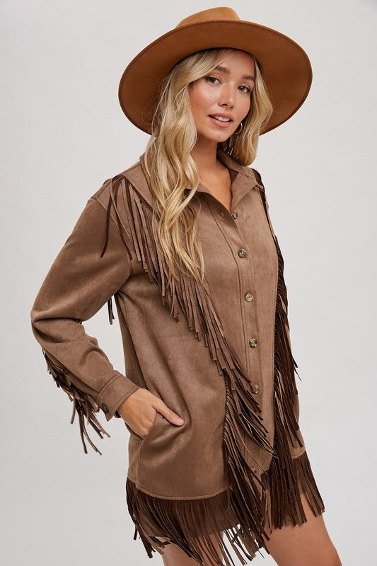 Western Style Fringe Vegan suede jacket