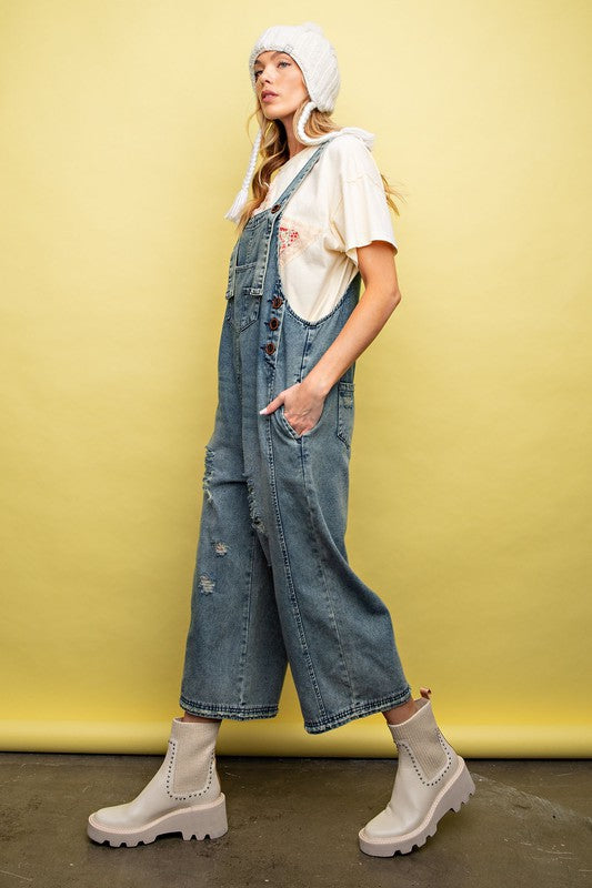 Denim Loose Fit Overalls Jumpsuit