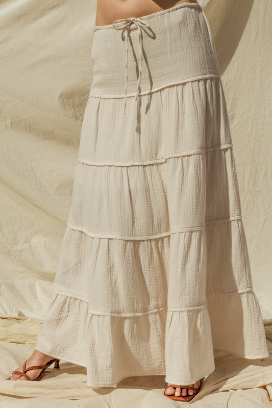 Flowy Tiered Cotton Maxi Skirt