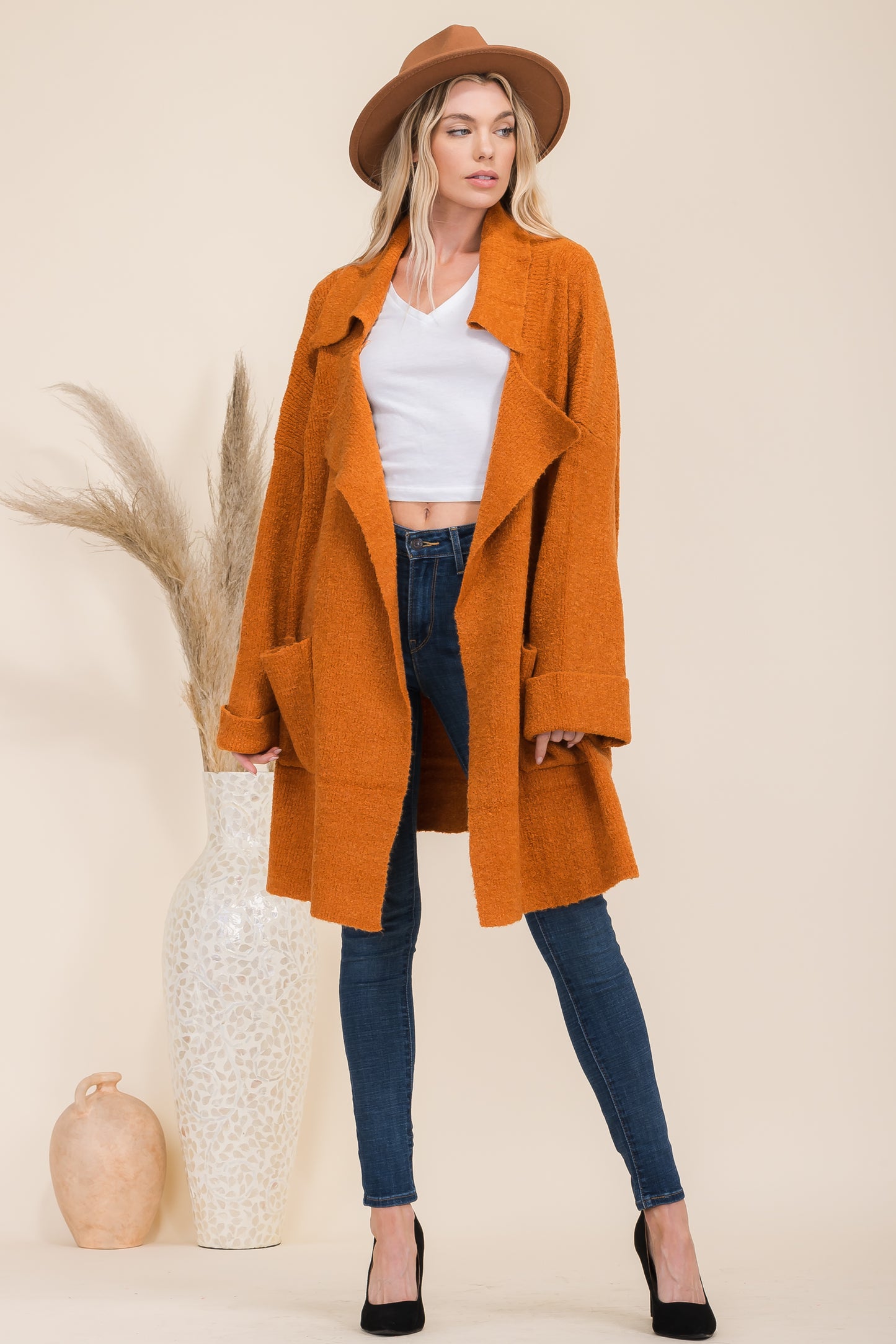 Loose Fit Shawl Collar Cardigan