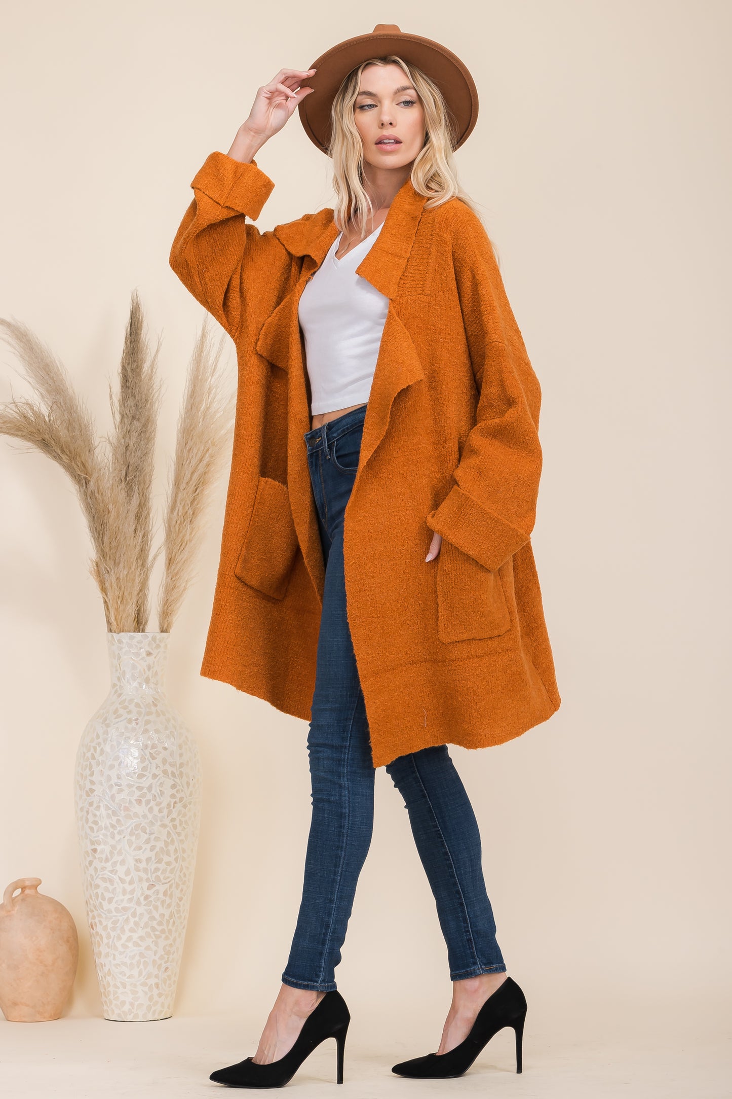 Loose Fit Shawl Collar Cardigan