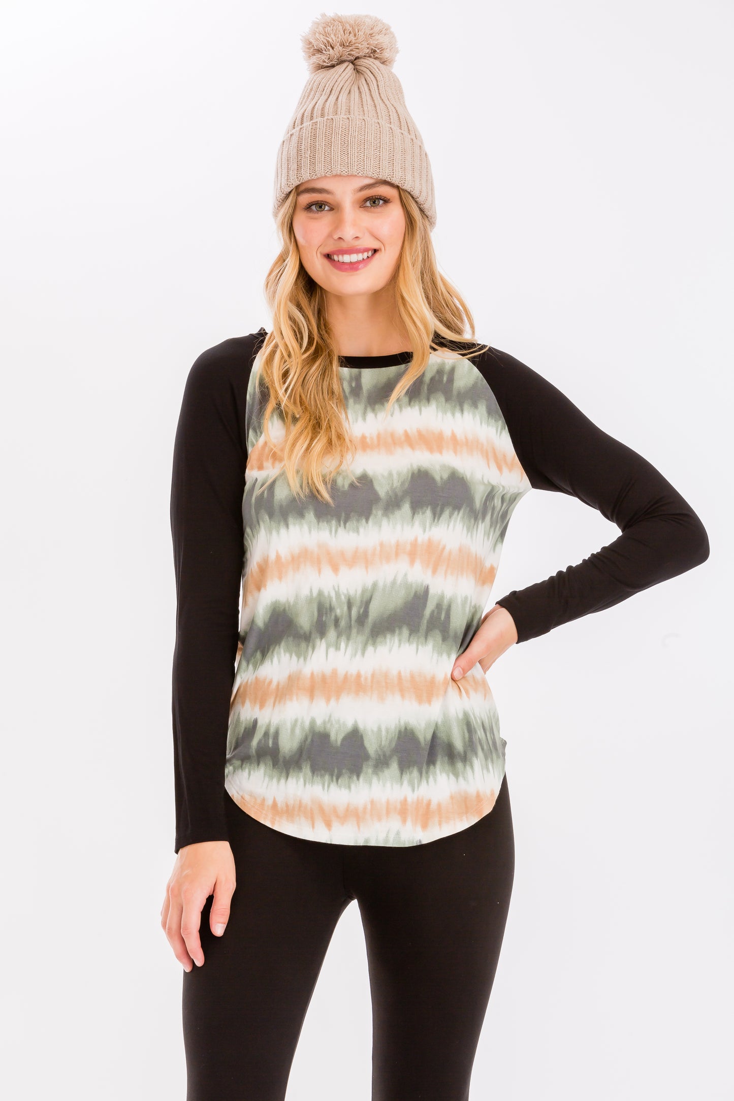 Tie Dye Print Raglan Long Sleeve T-Shirt