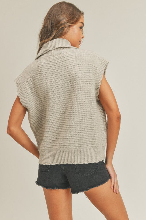 Collared Sleeveless Sweater Vest