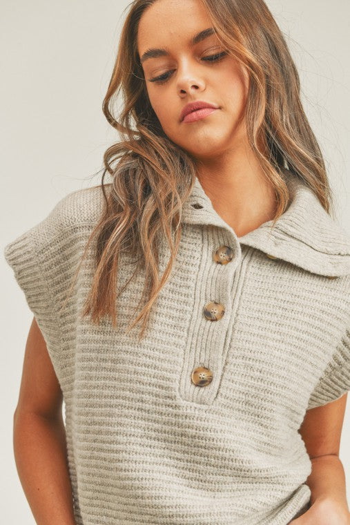 Collared Sleeveless Sweater Vest