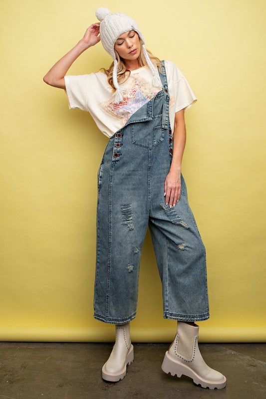 Denim Loose Fit Overalls Jumpsuit