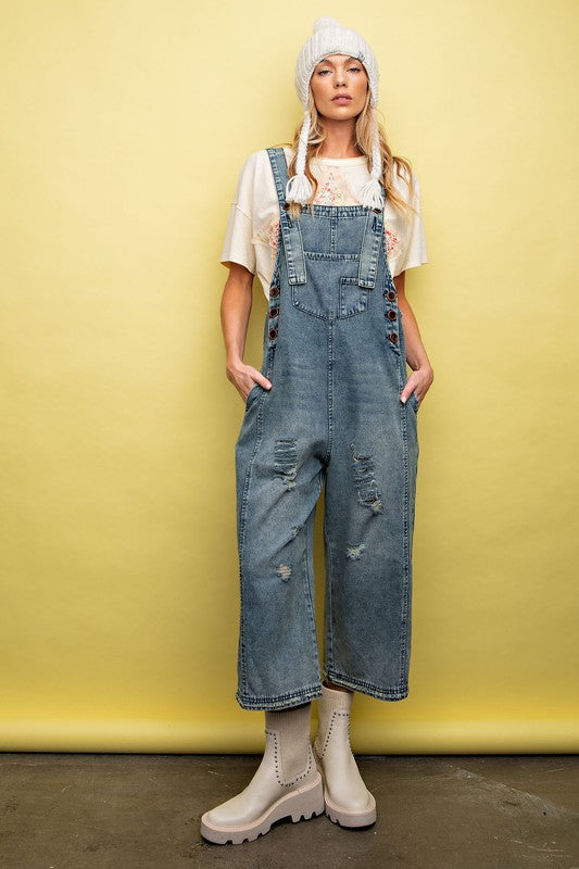 Denim Loose Fit Overalls Jumpsuit