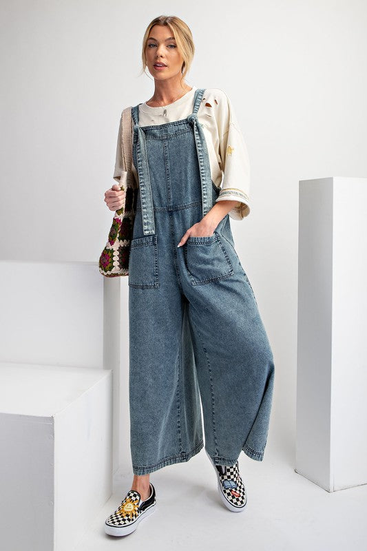 Wide Leg Denim Jumpsuit