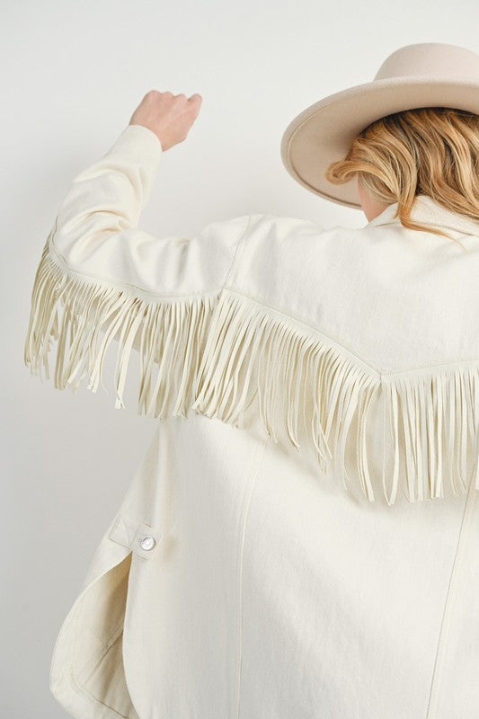 Dolphine Hem Fringe Shacket