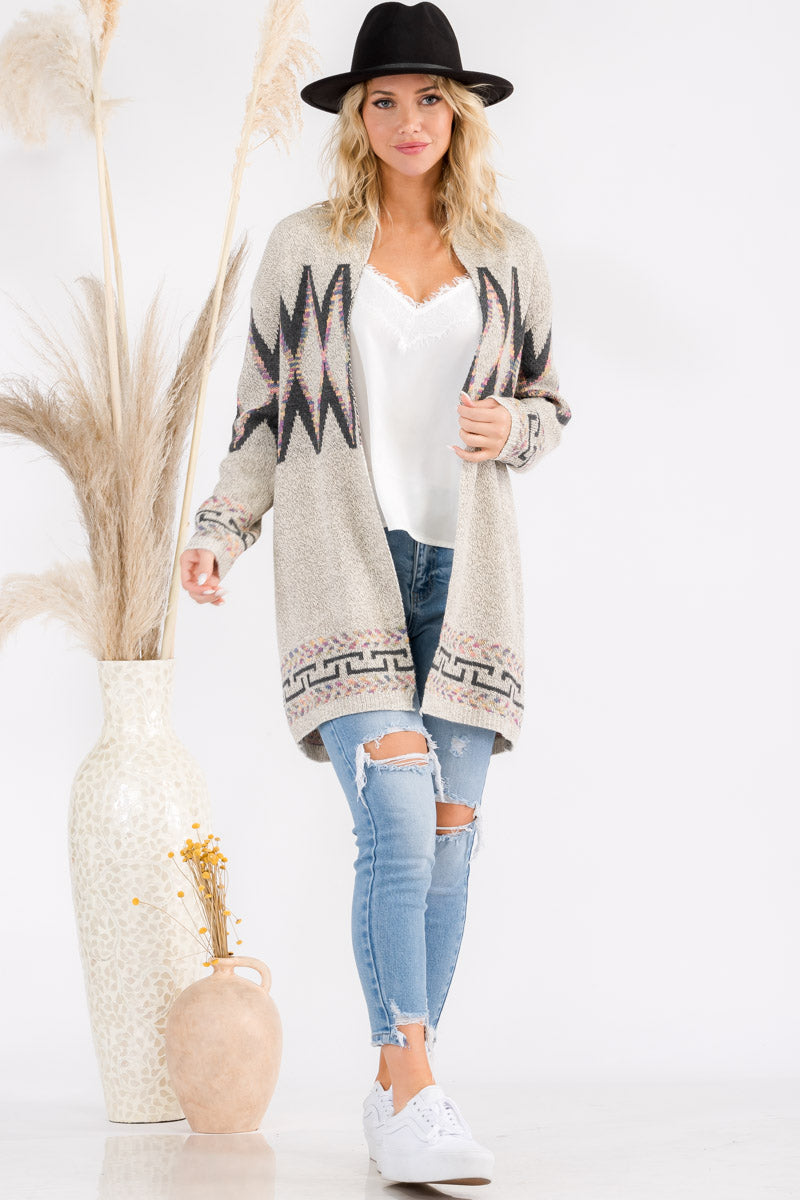 Boho Chic Aztec Print Cowgirl Cardigan