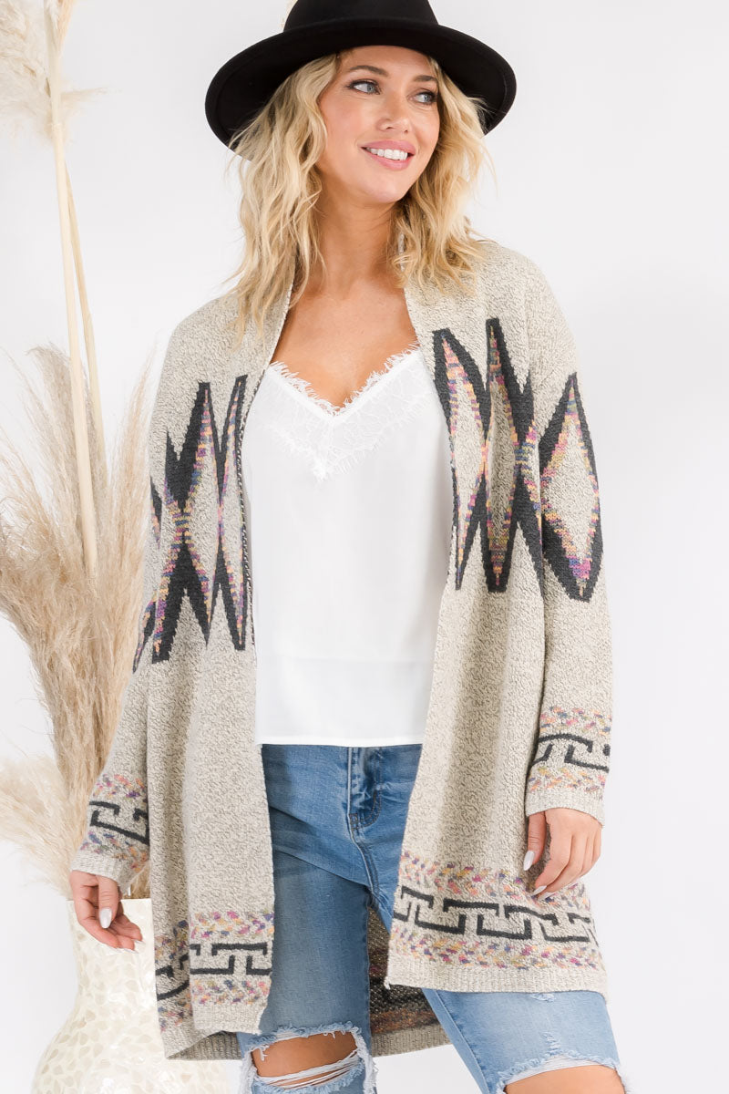 Boho Chic Aztec Print Cowgirl Cardigan