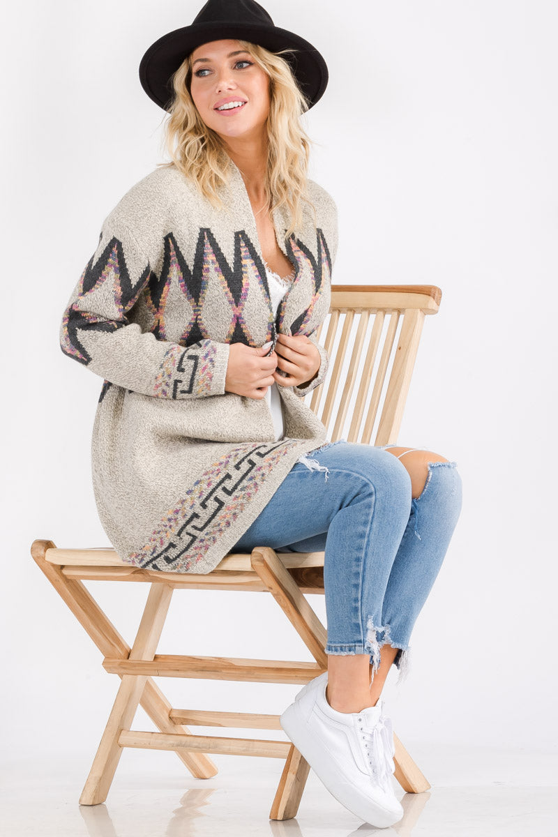 Boho Chic Aztec Print Cowgirl Cardigan