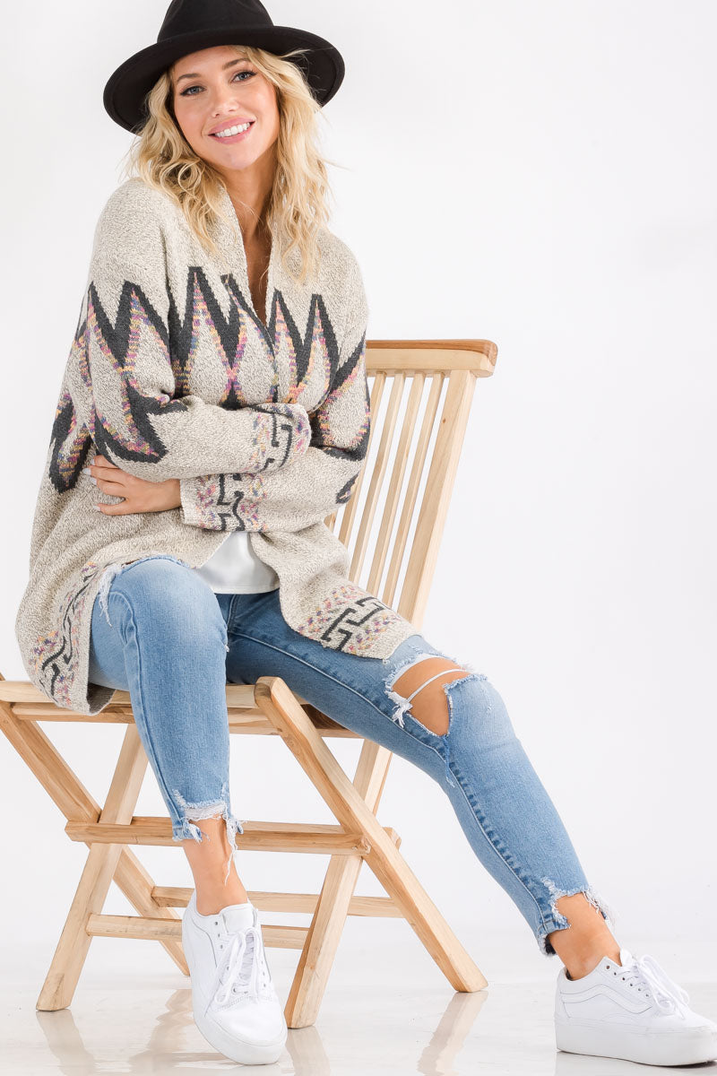 Boho Chic Aztec Print Cowgirl Cardigan