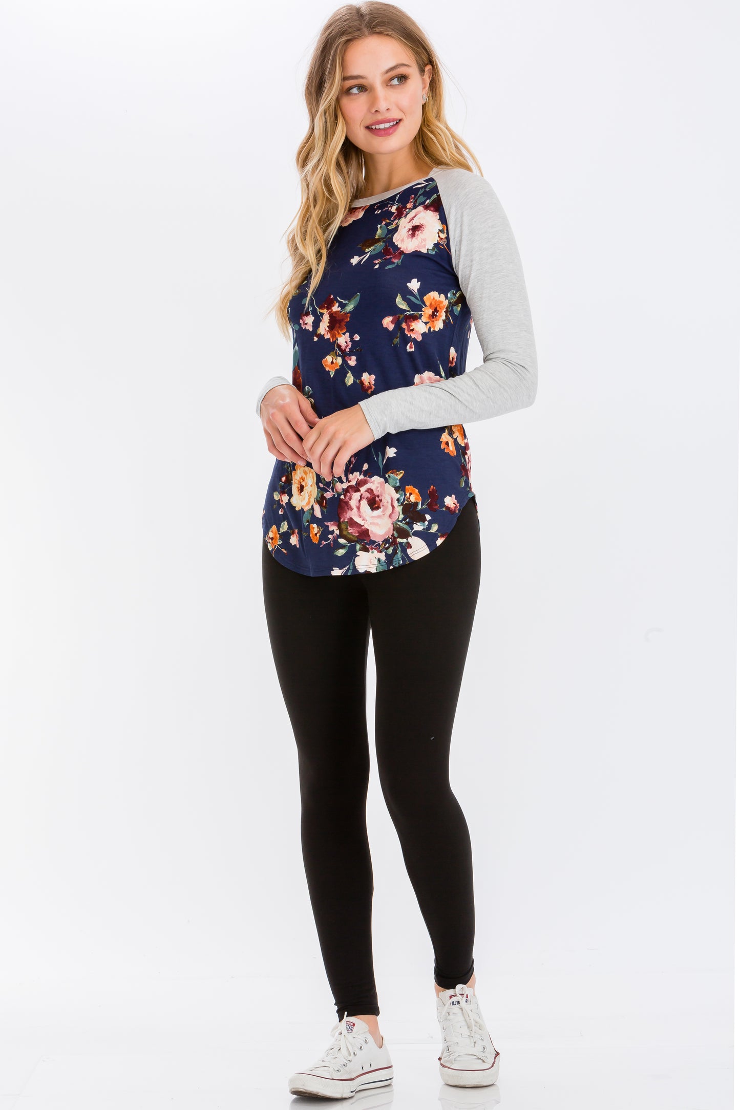 Printed Raglan Long Sleeve T-Shirts