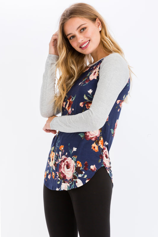 Printed Raglan Long Sleeve T-Shirts