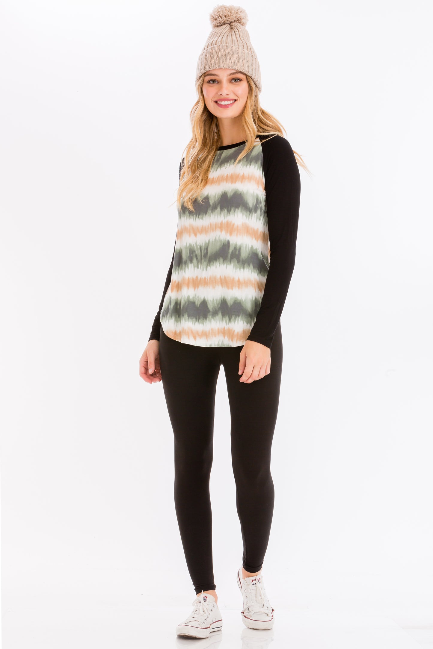 Tie Dye Print Raglan Long Sleeve T-Shirt