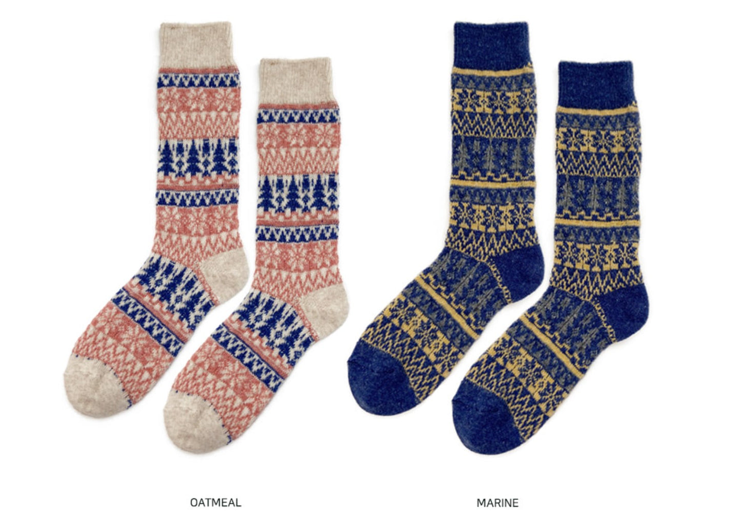 Ethnic Printed Fine Merino Wool Cashmere Snow Crew Socks by Alice and Me