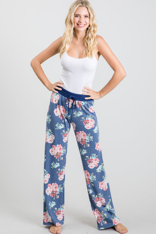 Blue Floral Print Loungewear Pajama