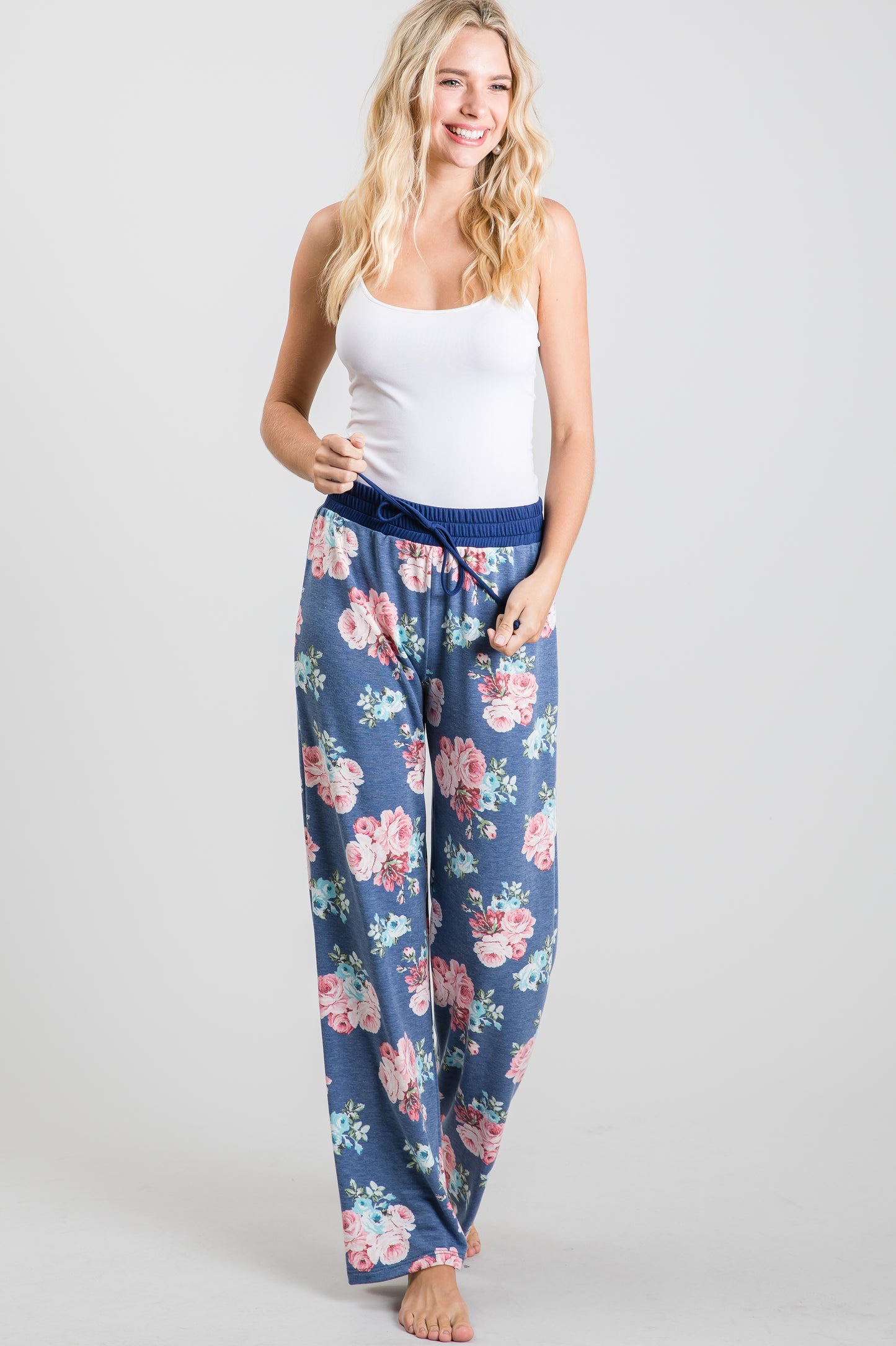 Blue Floral Print Loungewear Pajama