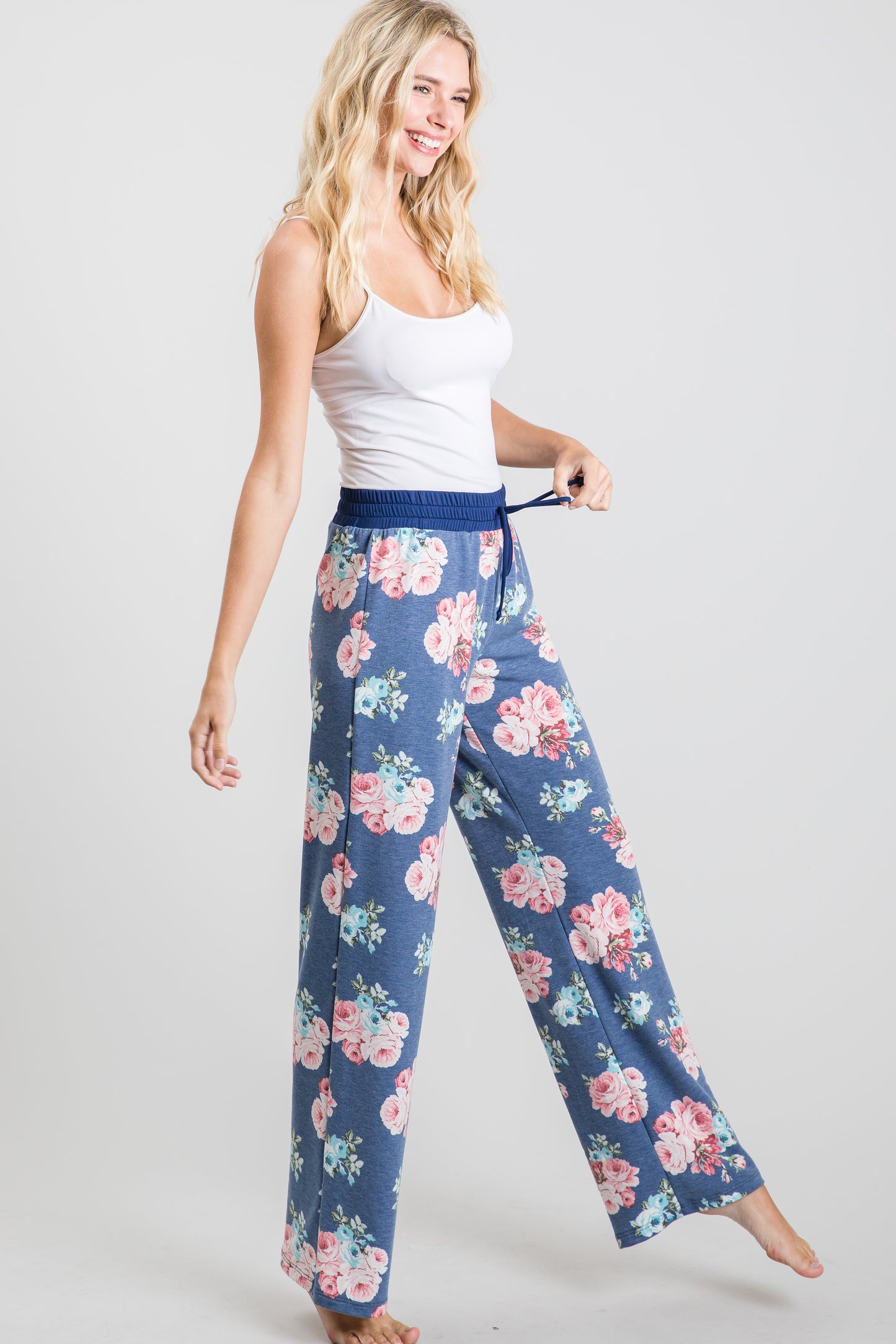 Blue Floral Print Loungewear Pajama