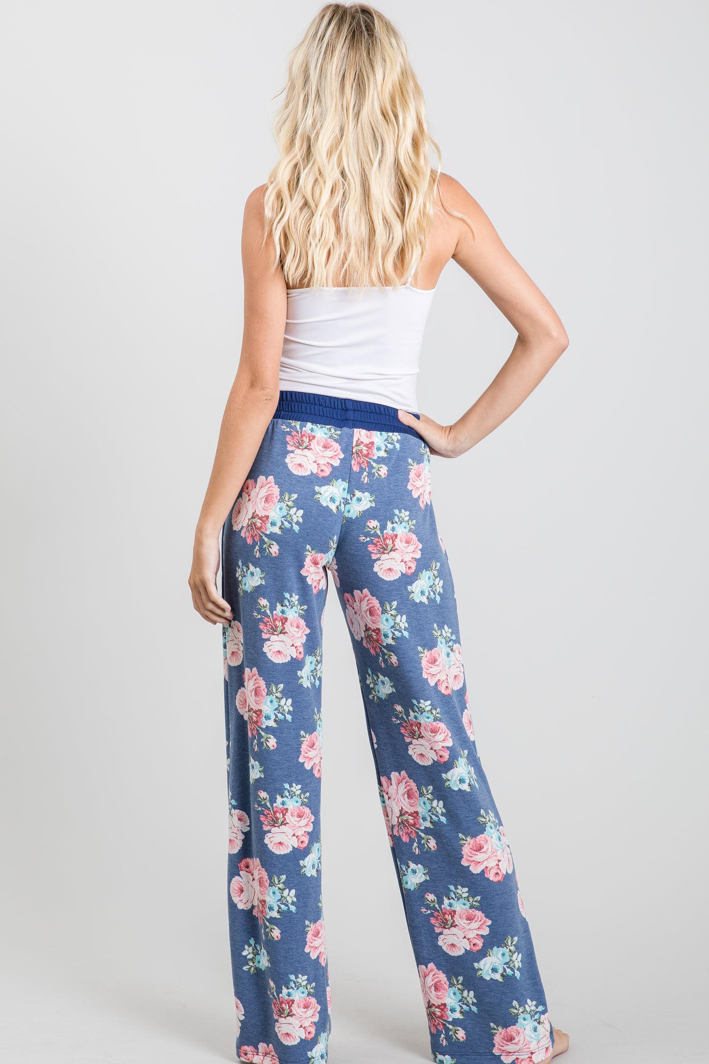 Blue Floral Print Loungewear Pajama